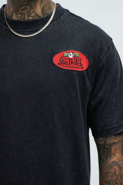 Von Dutch Patch Short Sleeve Tee - Black Wash