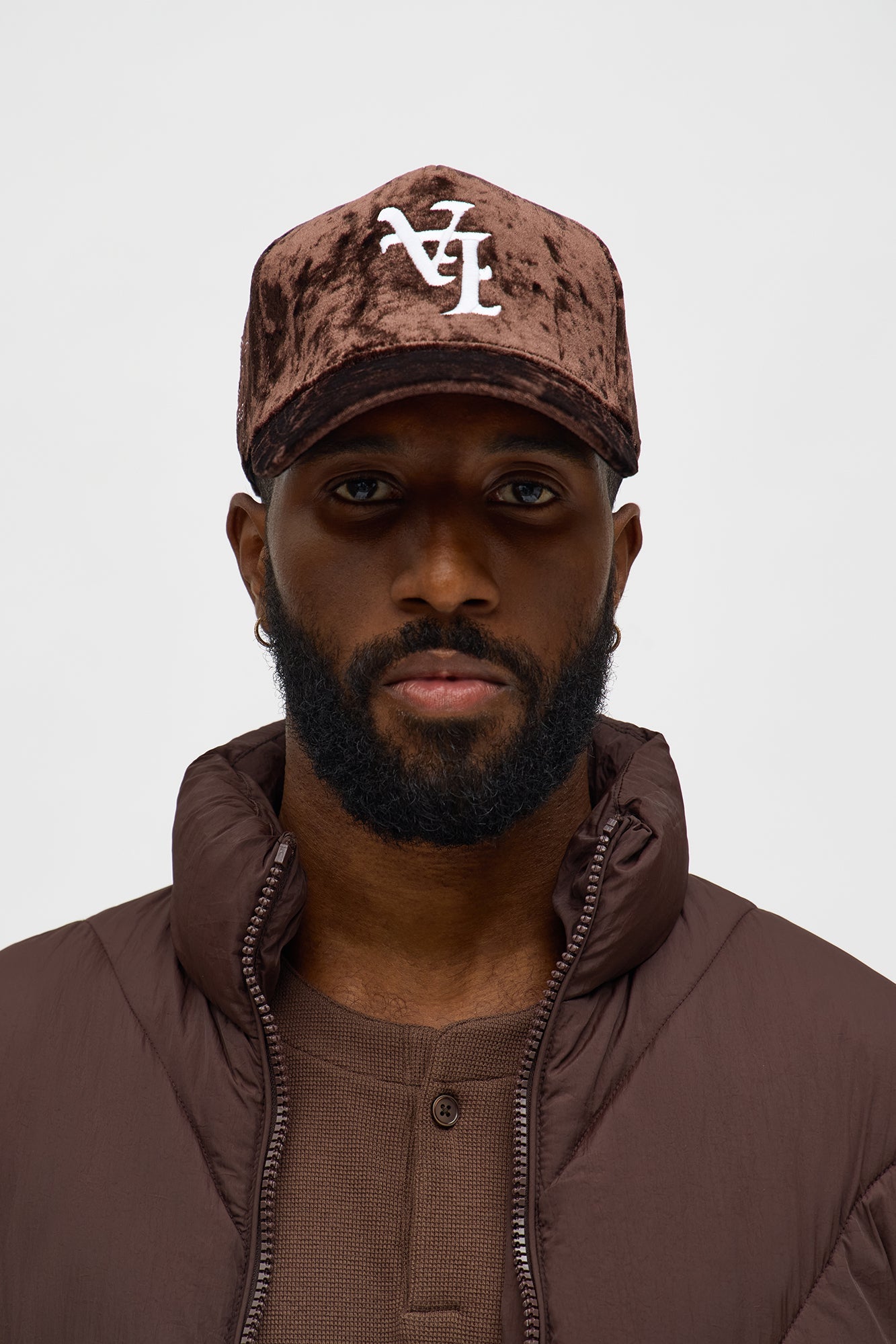 City Of Angels Velvet Structured Snapback Hat - Brown