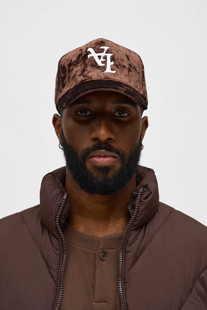 City Of Angels Velvet Structured Snapback Hat - Brown