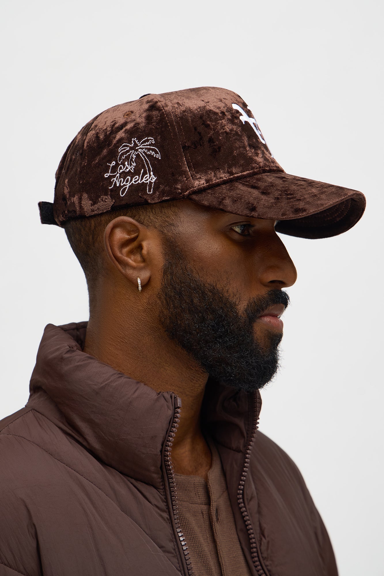 City Of Angels Velvet Structured Snapback Hat - Brown