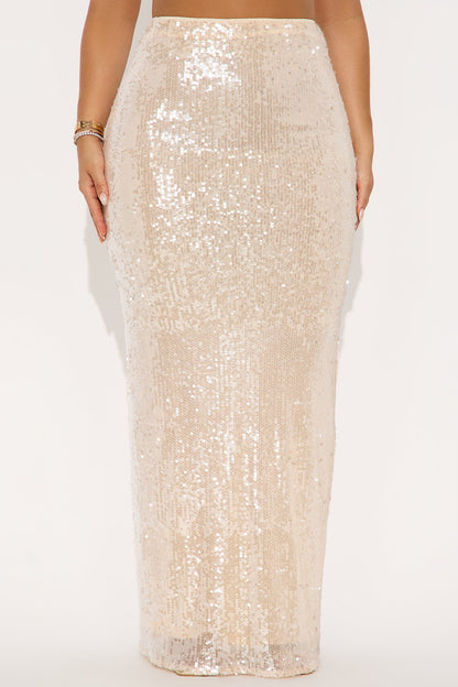 In The Spotlight Sequin Maxi Skirt - Champagne