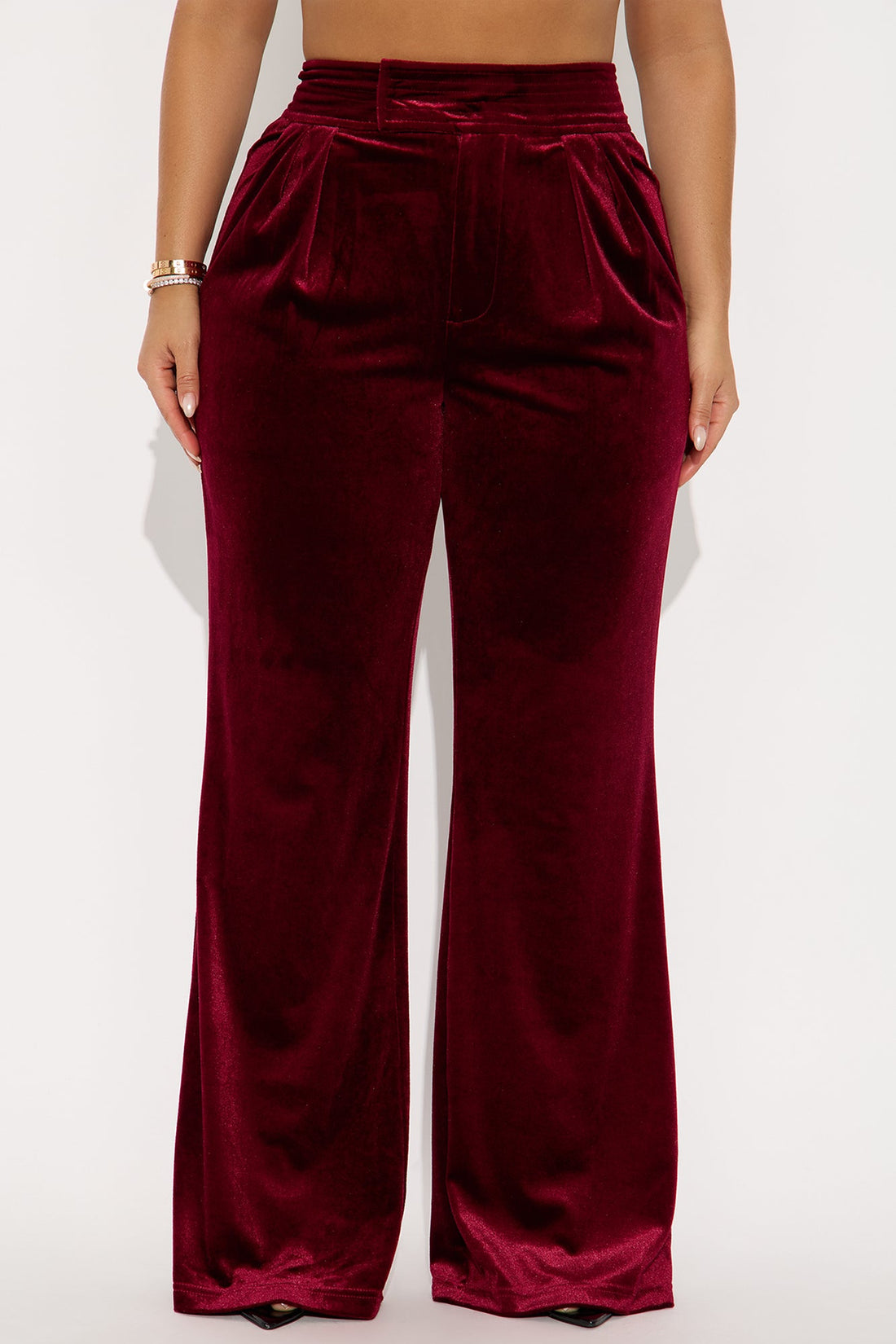 Sugar And Spice Wide Leg Velvet Trouser 31″ - Wine