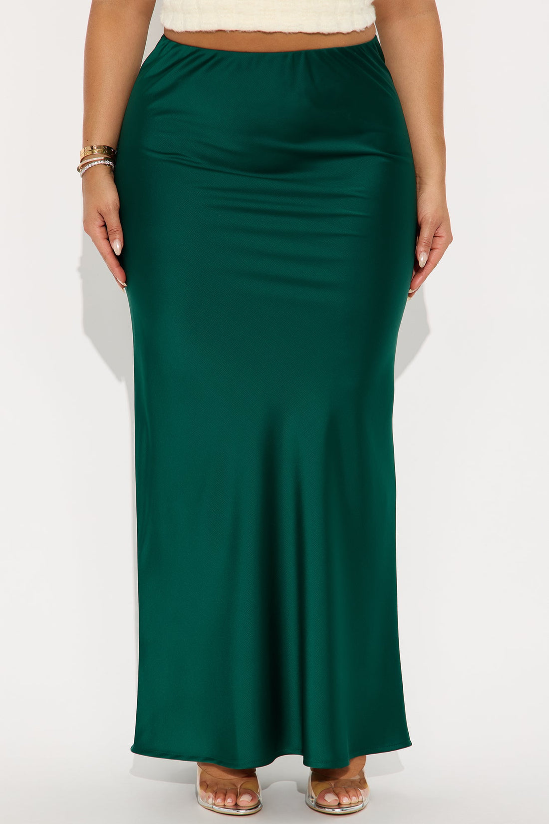 Brunch to GNO Satin Maxi Skirt - Emerald