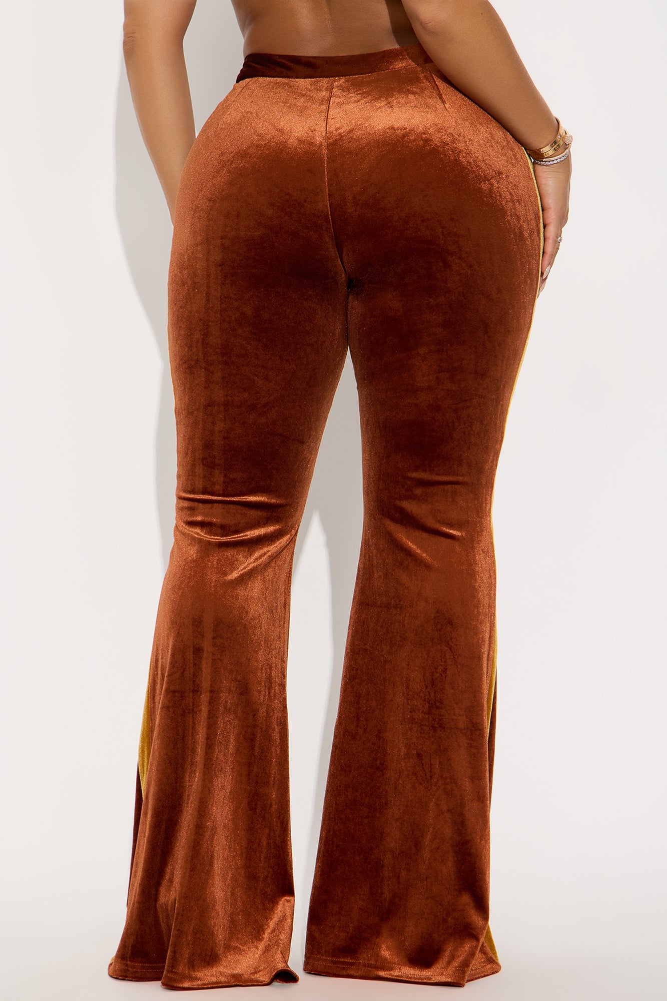Nathalie Velvet Flare Leg Pant 33 - Brown/combo