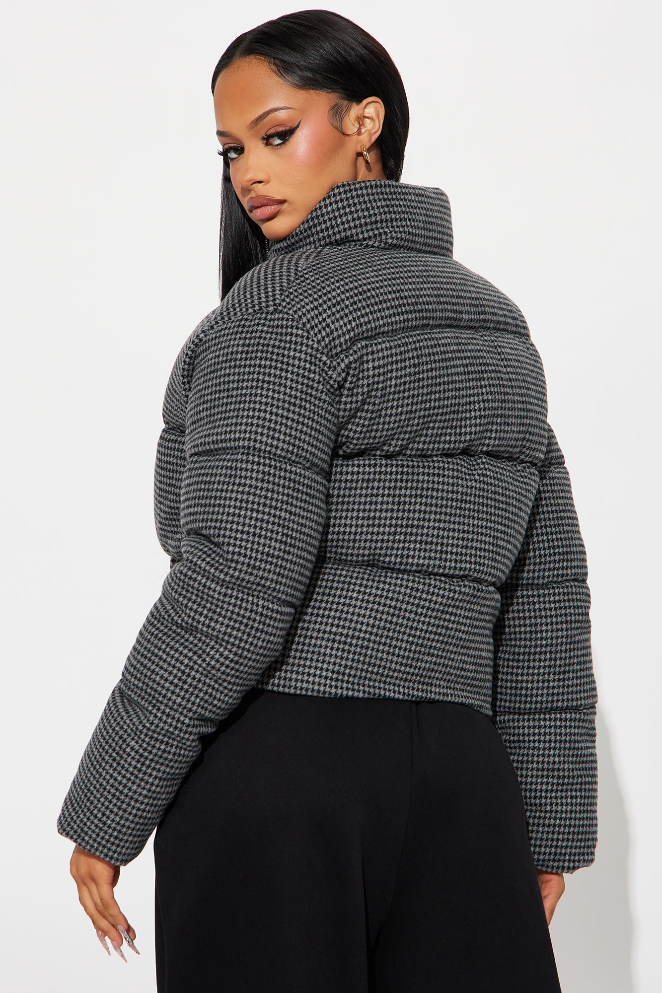 Brixley Glenn Plaid Puffer Jacket - Grey