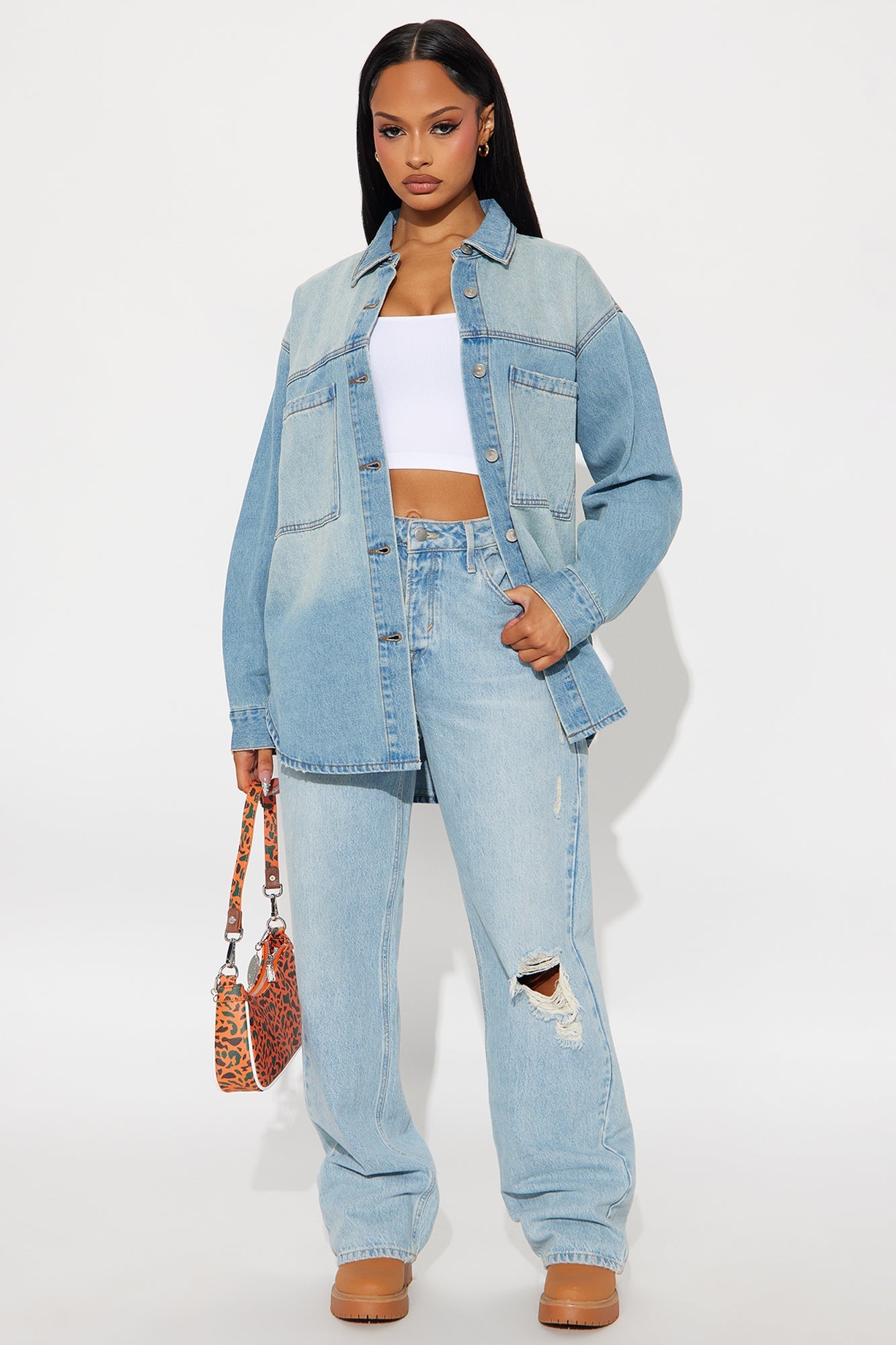 In Your Dreams Denim Shacket - Vintage Wash