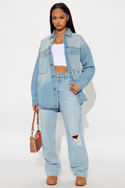 In Your Dreams Denim Shacket - Vintage Wash