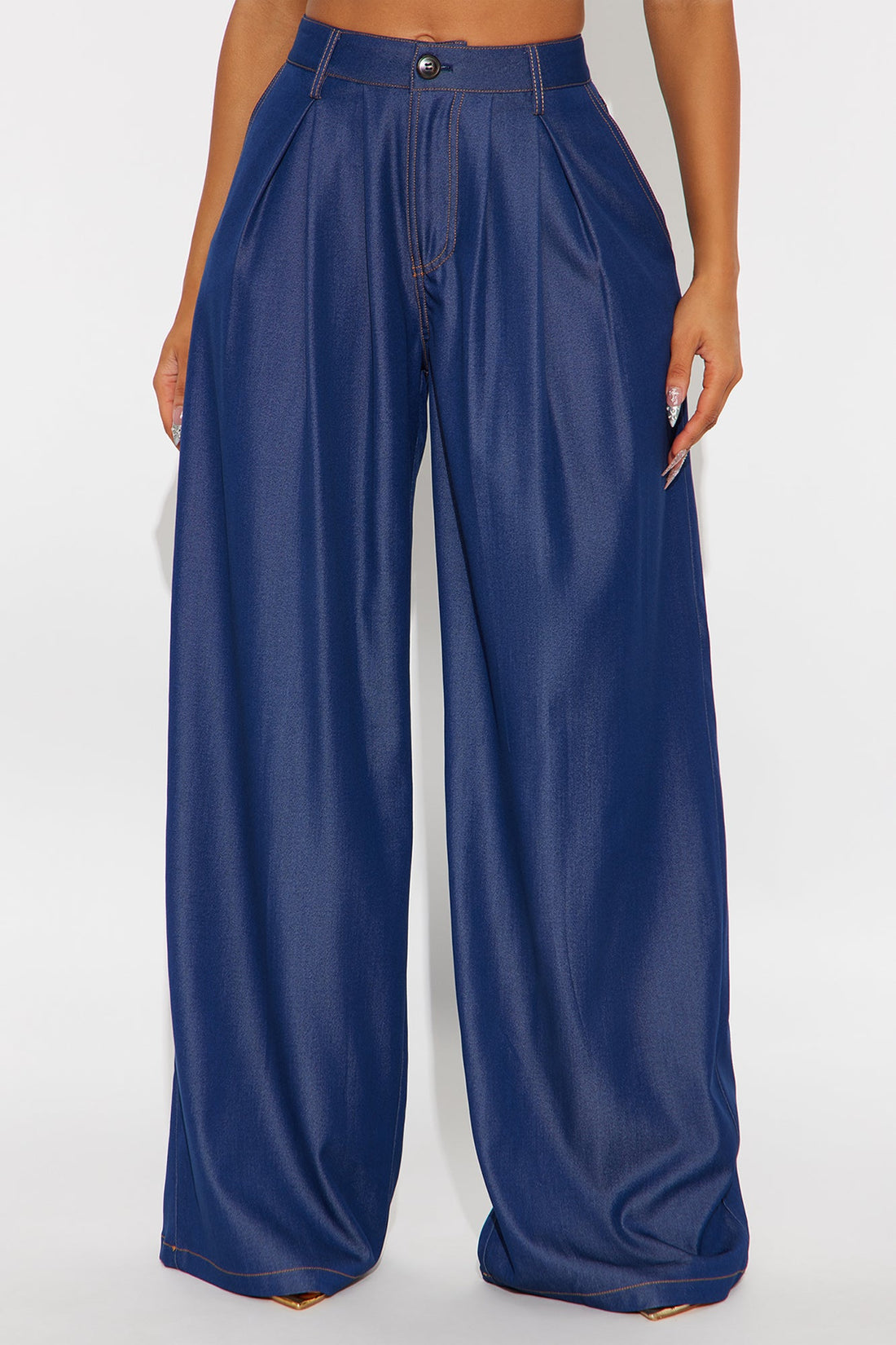 The Perfect Moment Chambray Wide Leg Pant 33 - Dark Wash