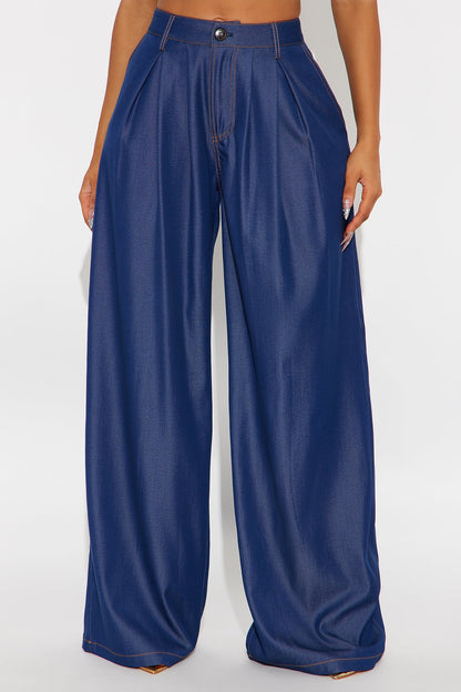 The Perfect Moment Chambray Wide Leg Pant 33 - Dark Wash