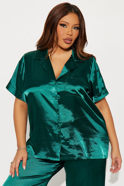Pillow Fight Satin PJ Pants Set - Hunter