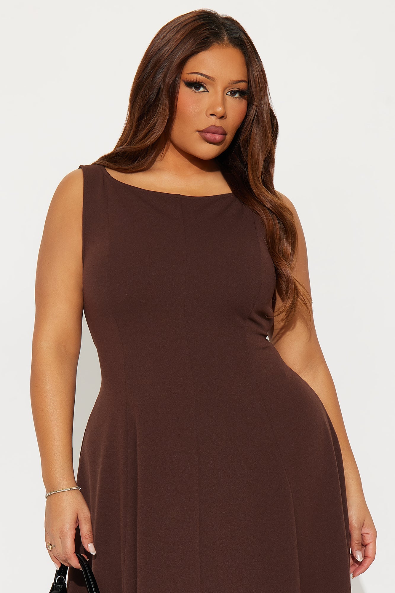 Sweet Sunday Knit Crepe Midi Dress - Chocolate