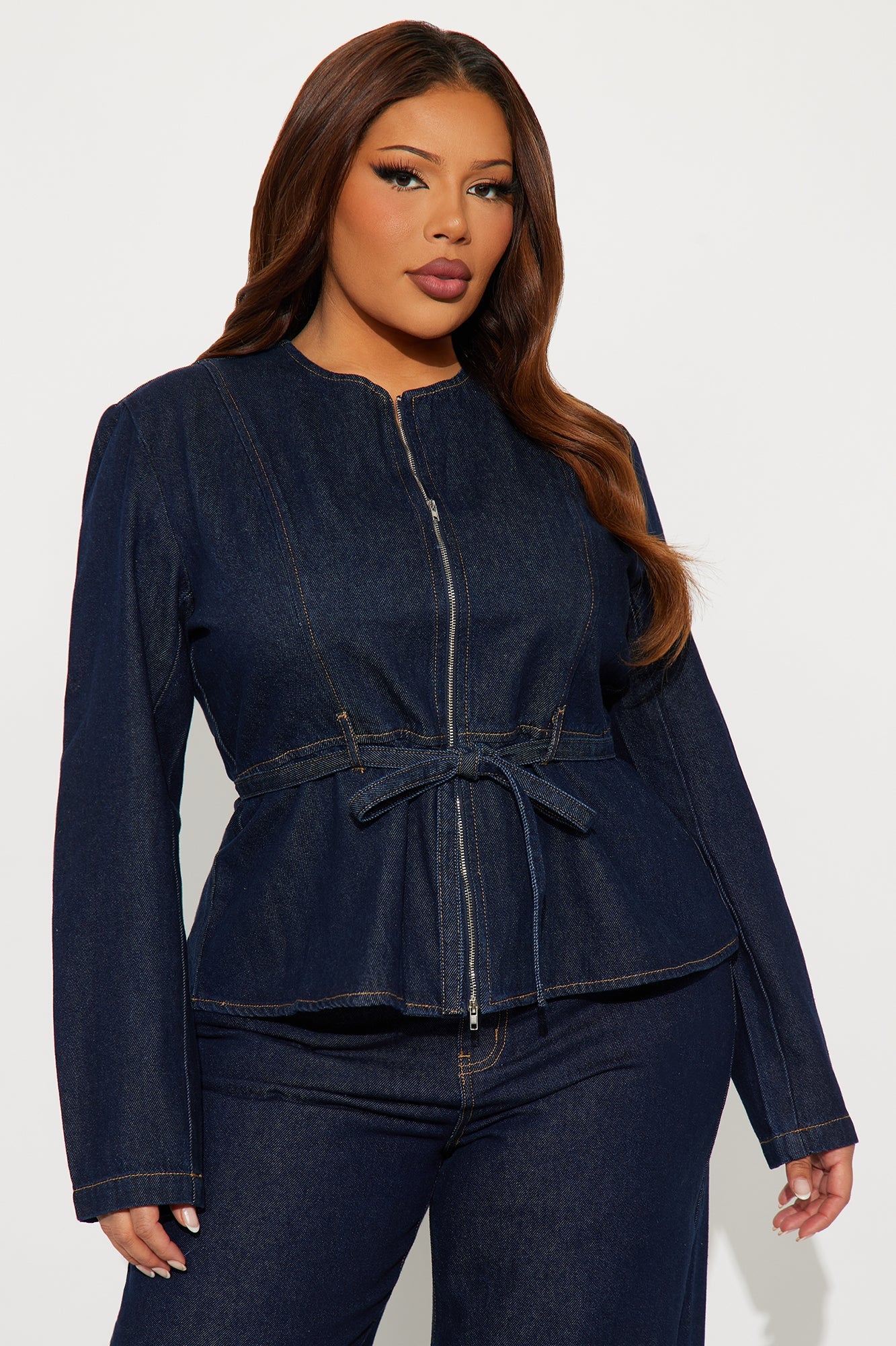 So Chic Denim Wide Leg Pant Set - Dark Wash