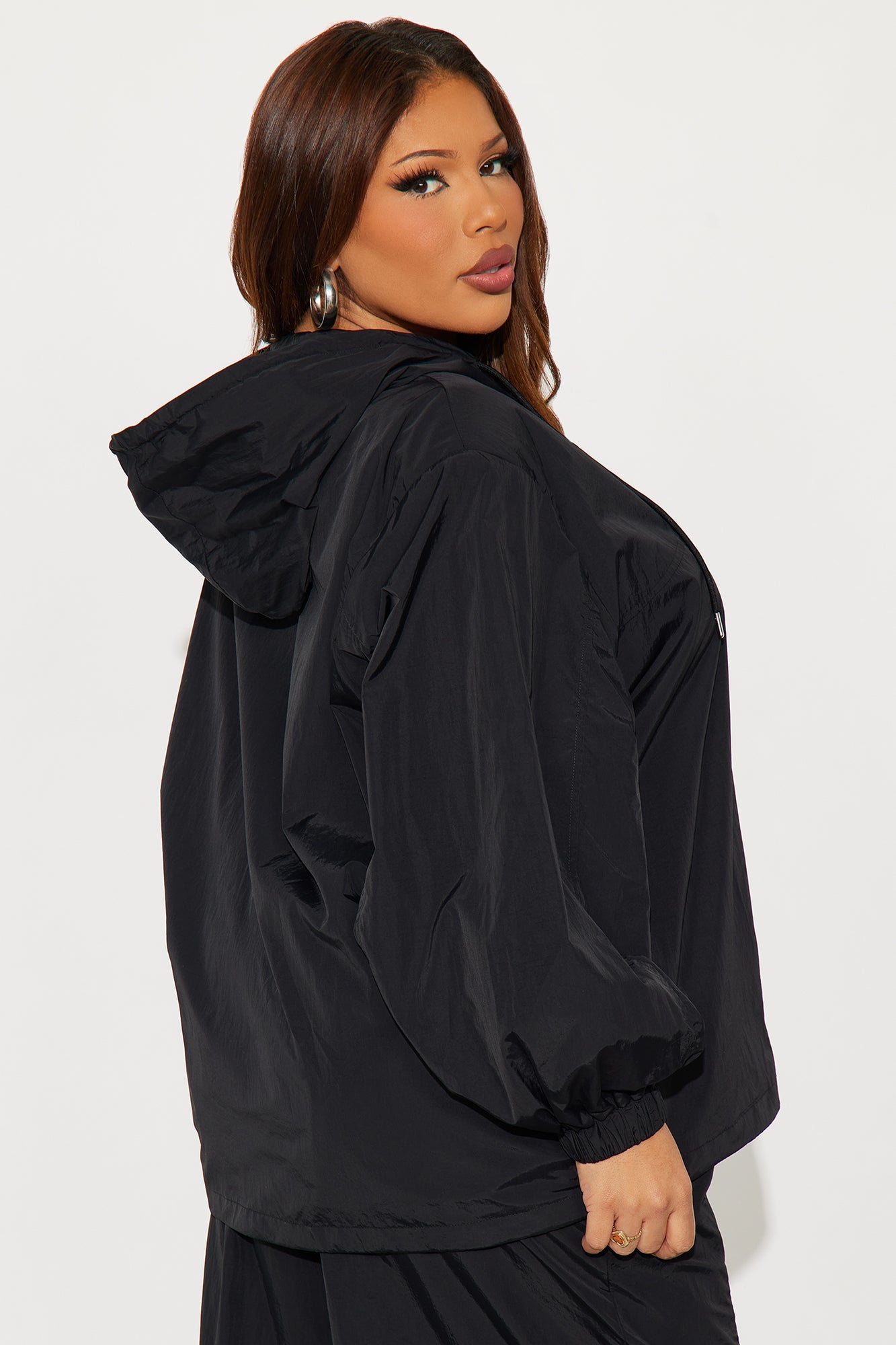First Class Windbreaker Zip Up Hoodie - Black