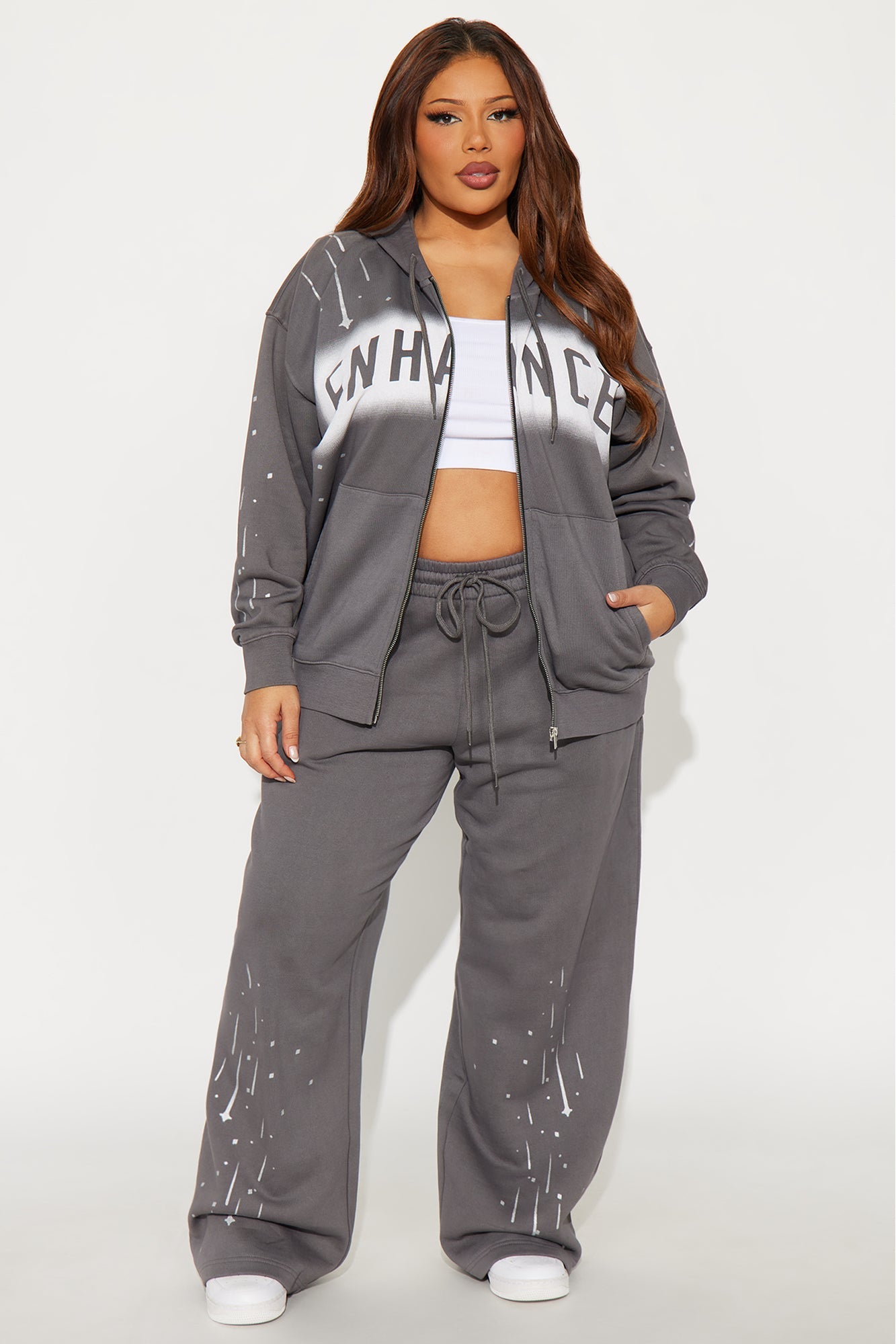 Enhance Vibe Washed Fleece Pant Set - Black