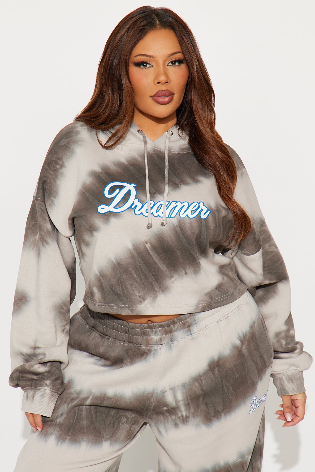 Dreamer Tie Dye Fleece Pant Set - Grey/combo