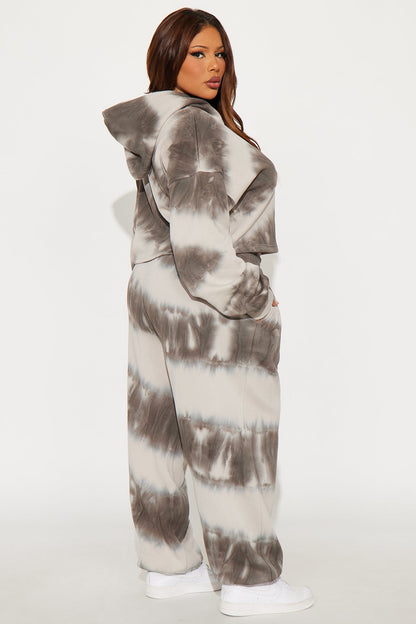 Dreamer Tie Dye Fleece Pant Set - Grey/combo
