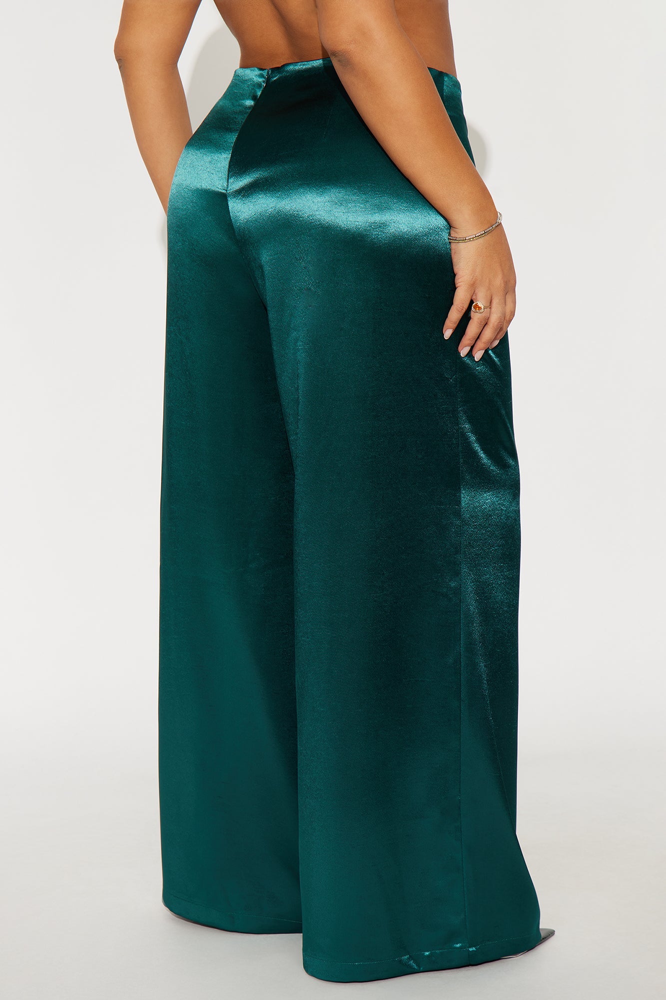 Sweet Serenade Satin Wide Leg V Front Pant 33 - Teal