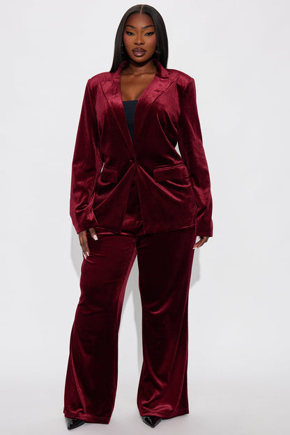 Sugar And Spice Velvet Blazer - Wine