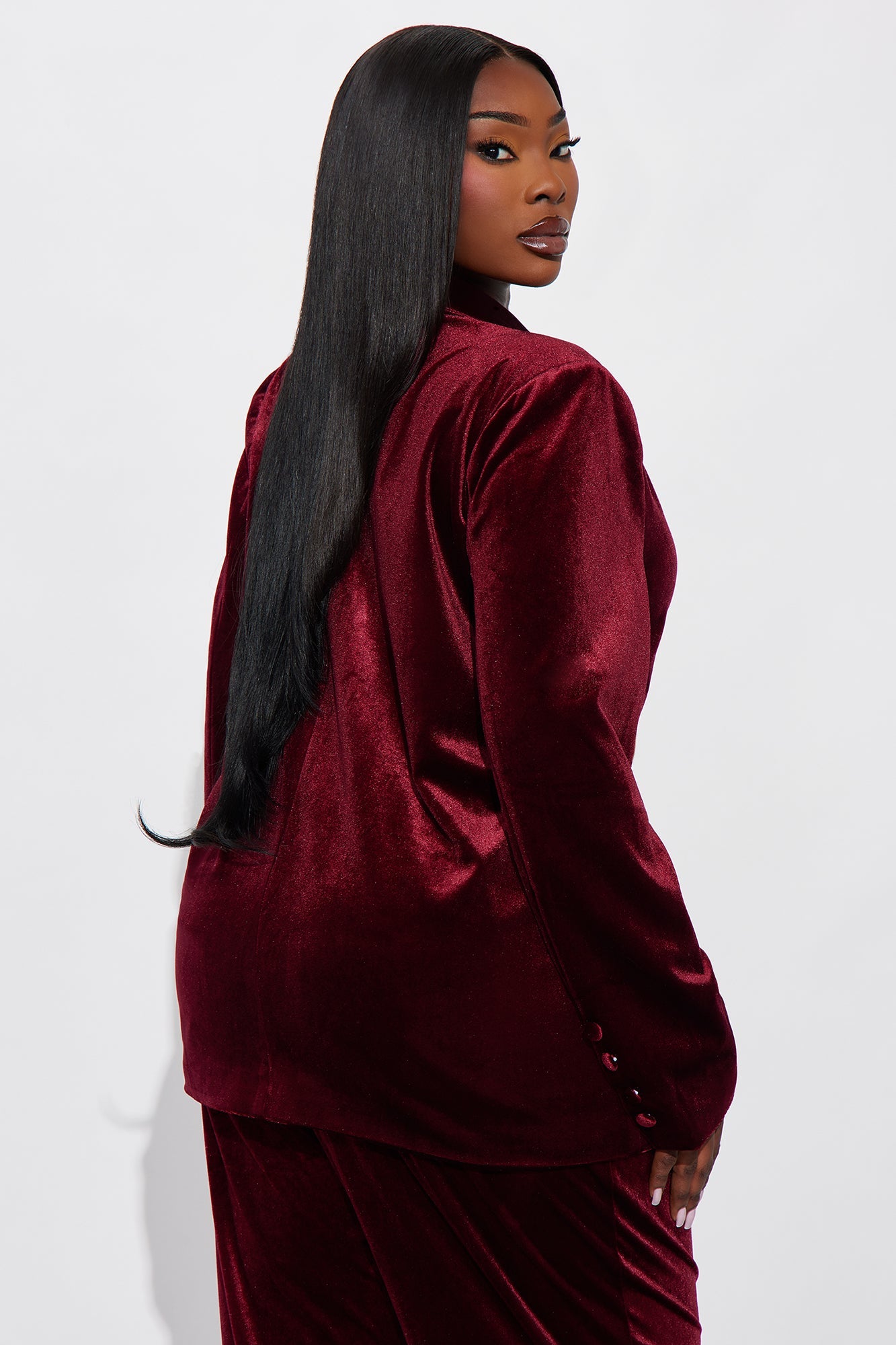 Sugar And Spice Velvet Blazer - Wine