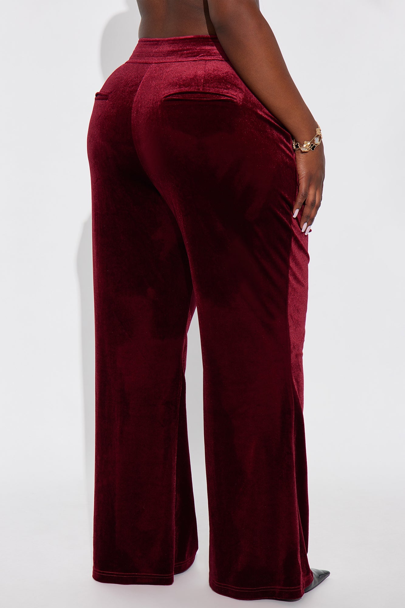 Sugar And Spice Wide Leg Velvet Trouser 31″ - Wine