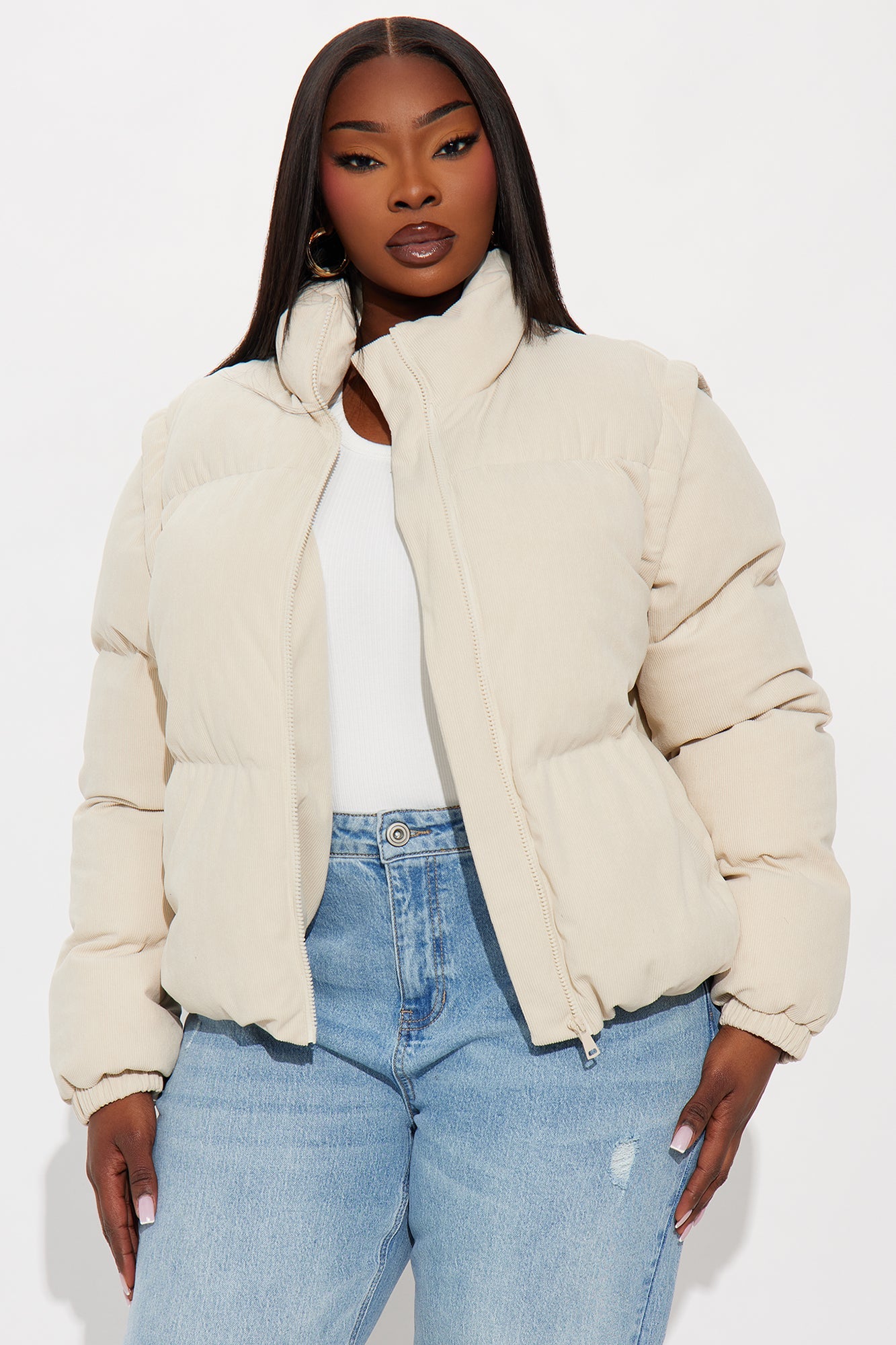 Campfire Cozy Convertible Puffer Jacket - Sand