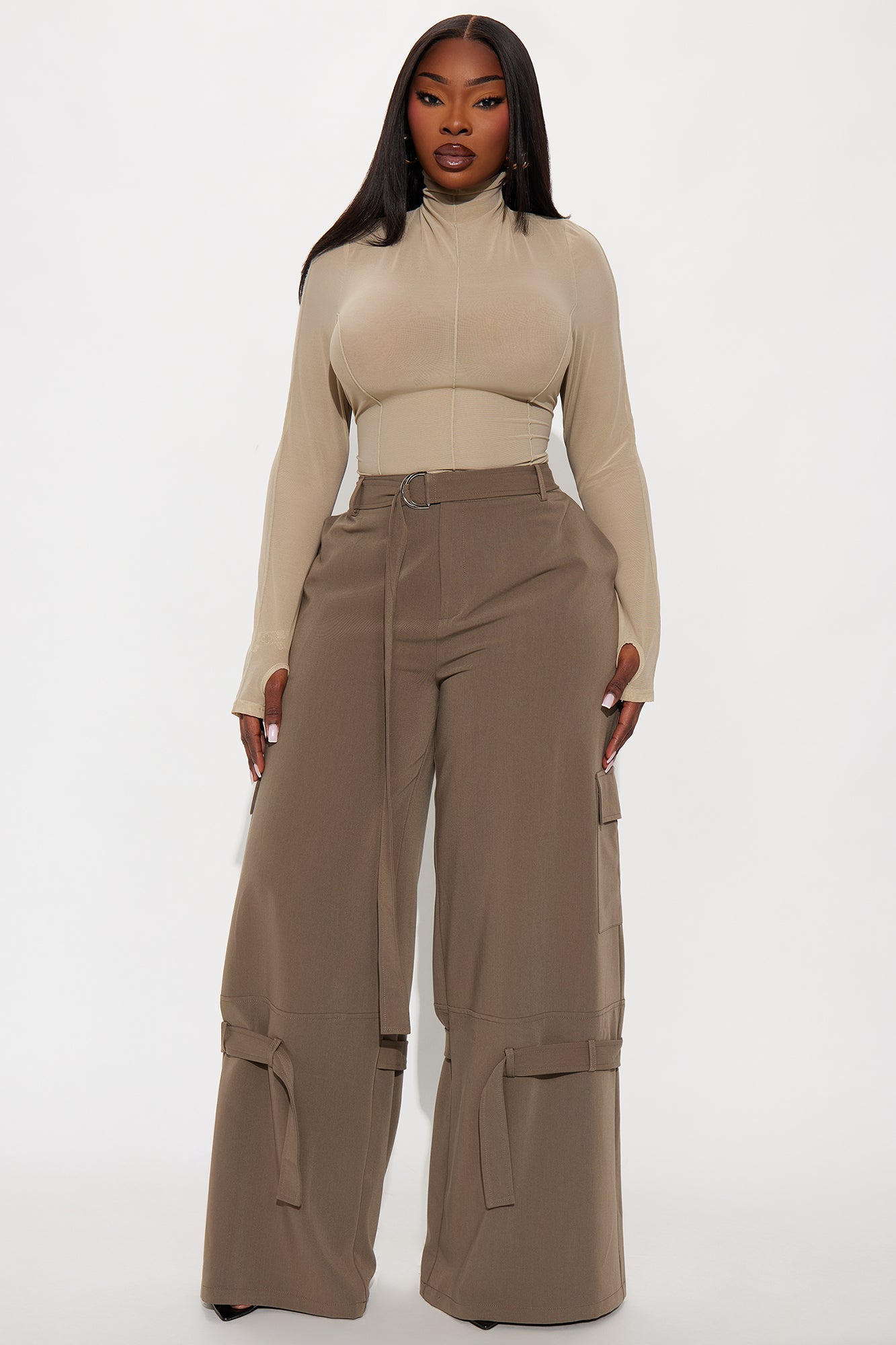 Made You Look Belted Cargo Pants 32″ - Olive