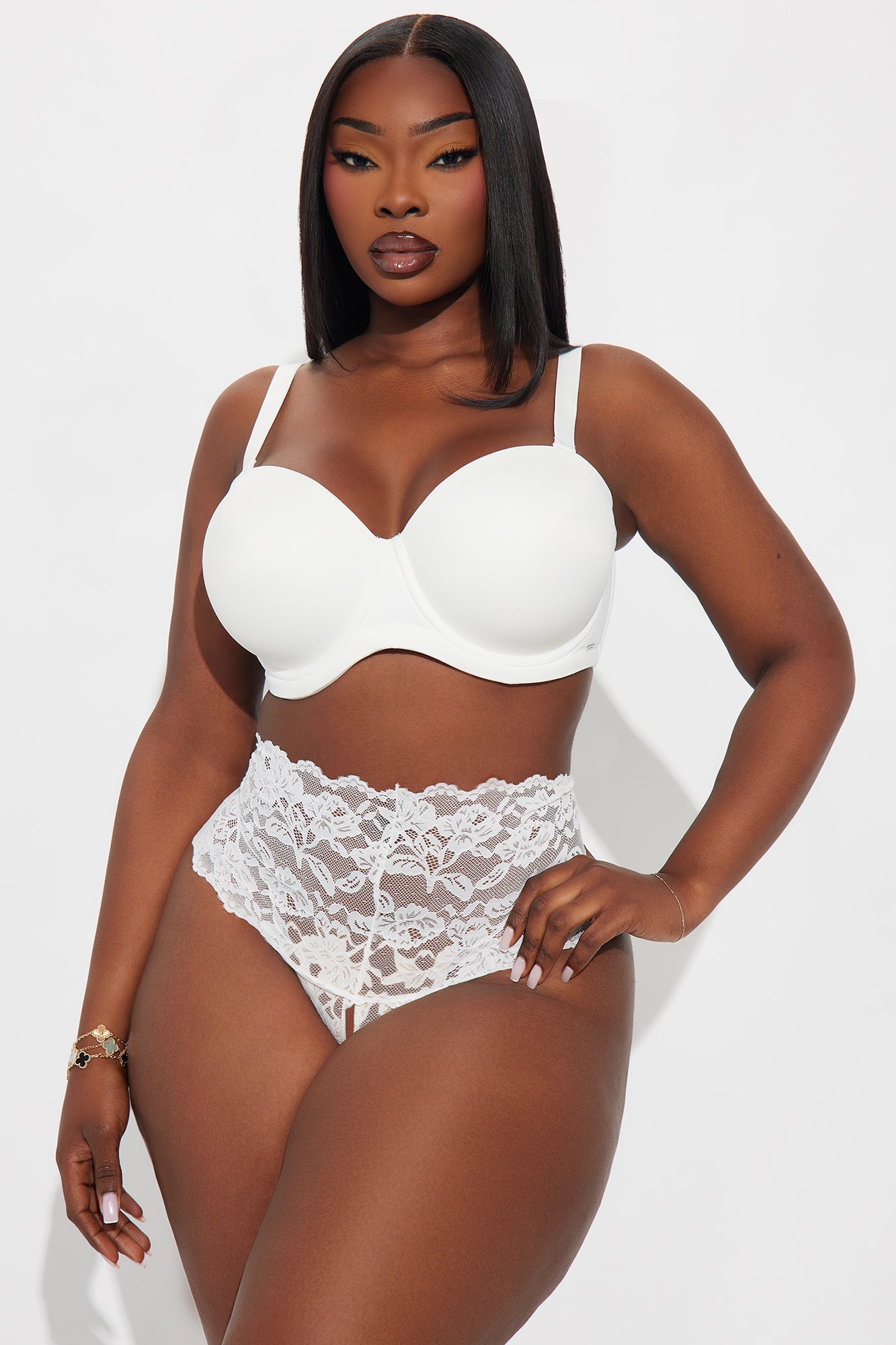 Kacey Lace Hipster Panty - White