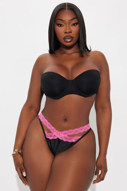 Carmella Lace Bikini Panty - Black/Pink