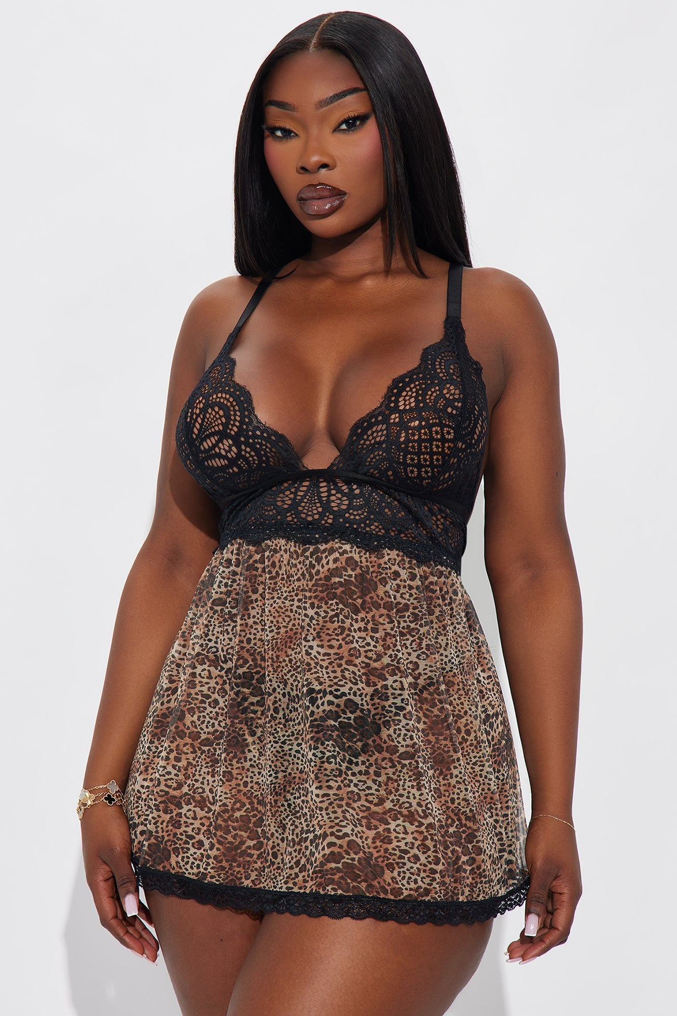 Dare To Compare Leopard Mesh Babydoll - Leopard