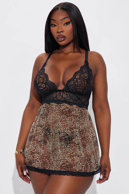 Dare To Compare Leopard Mesh Babydoll - Leopard