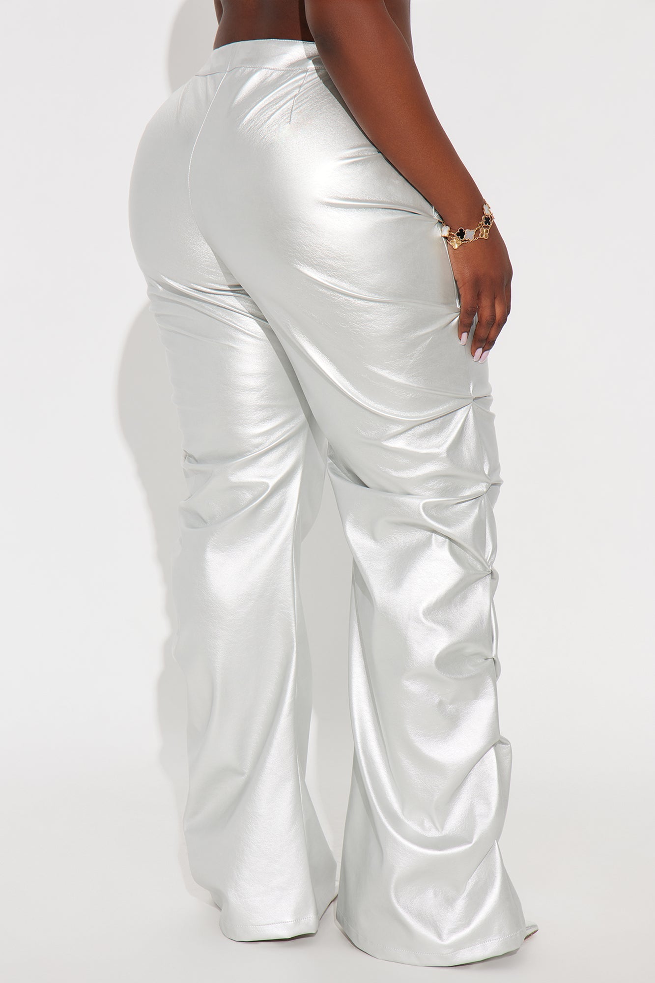 Make It Hot Faux Leather Stacked Pant - Silver
