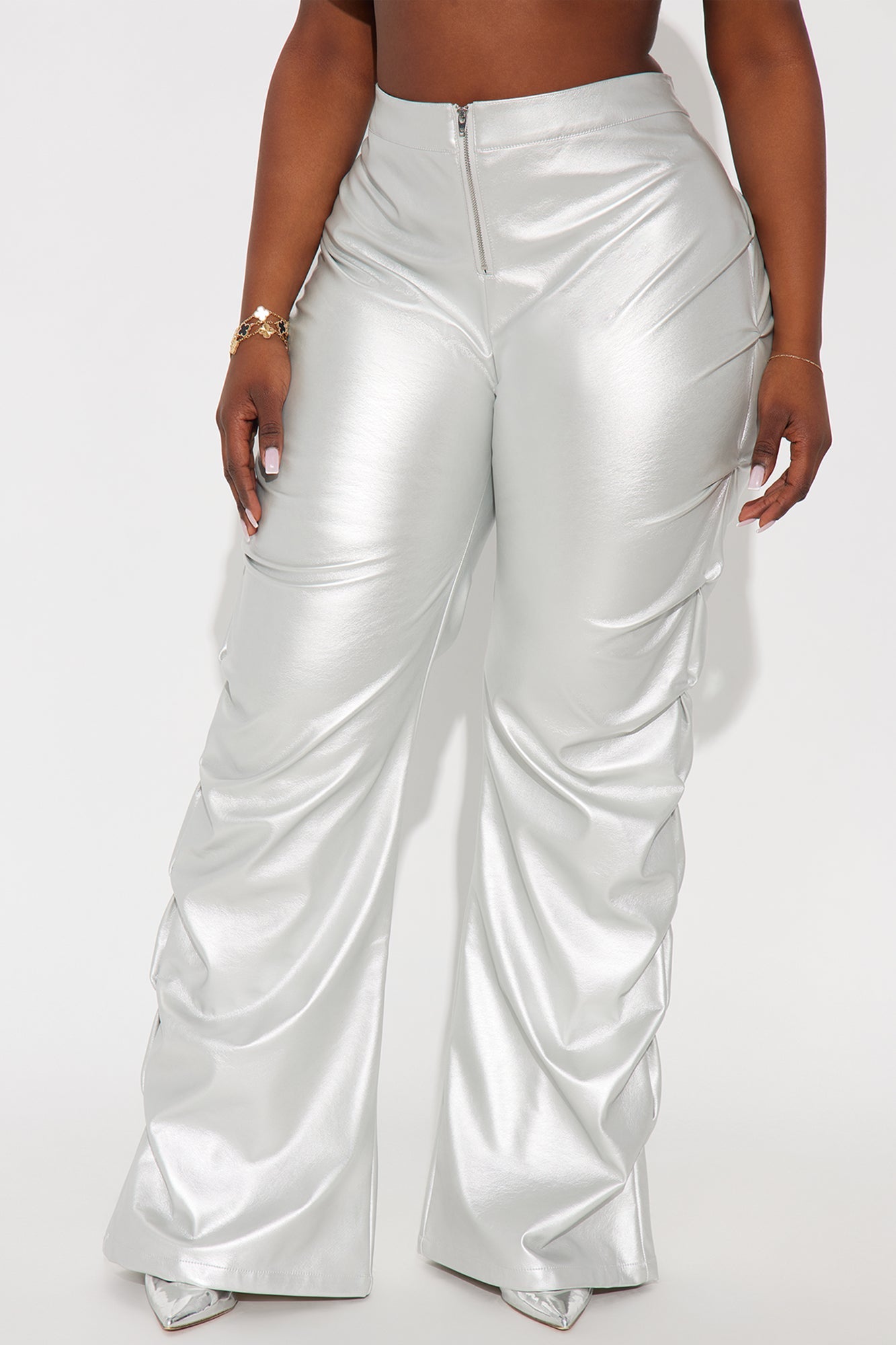 Make It Hot Faux Leather Stacked Pant - Silver