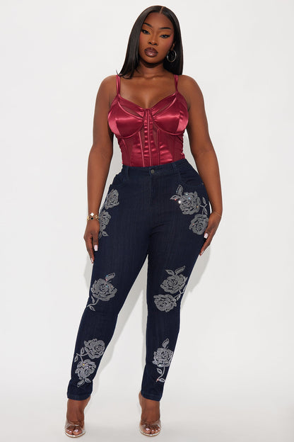 Rosie Embellished Skinny Jeans - Dark Denim