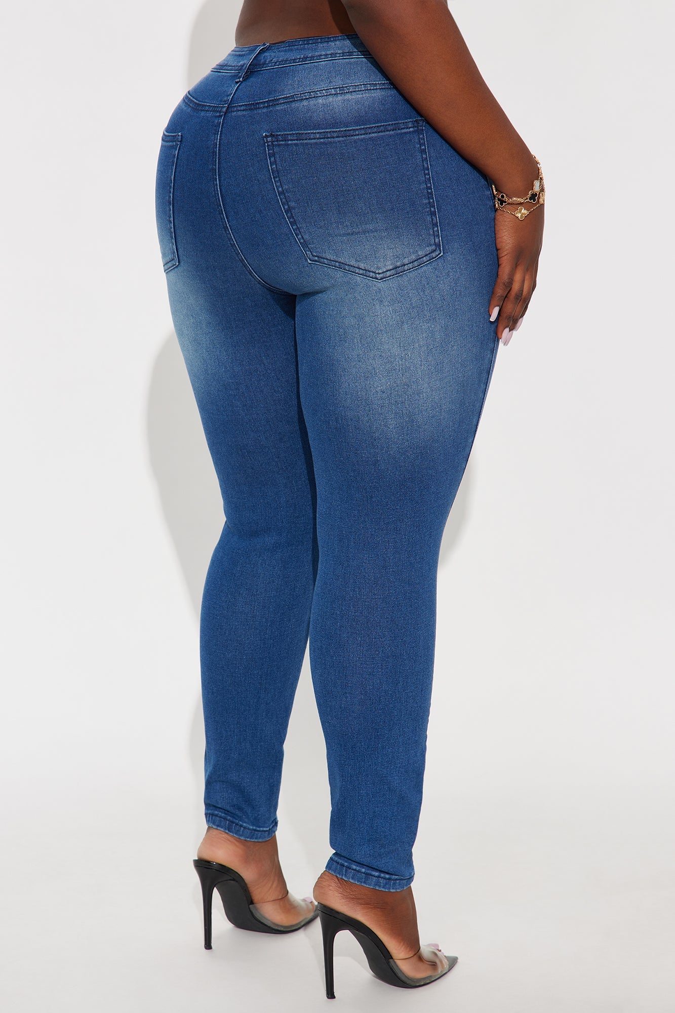 Look This Way Lace Up Skinny Jeans - Dark Wash