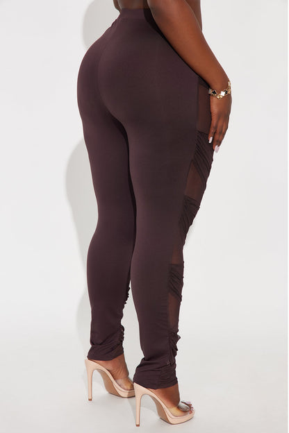 Heartbreaker Moves Mesh Cut Out Legging - Chocolate