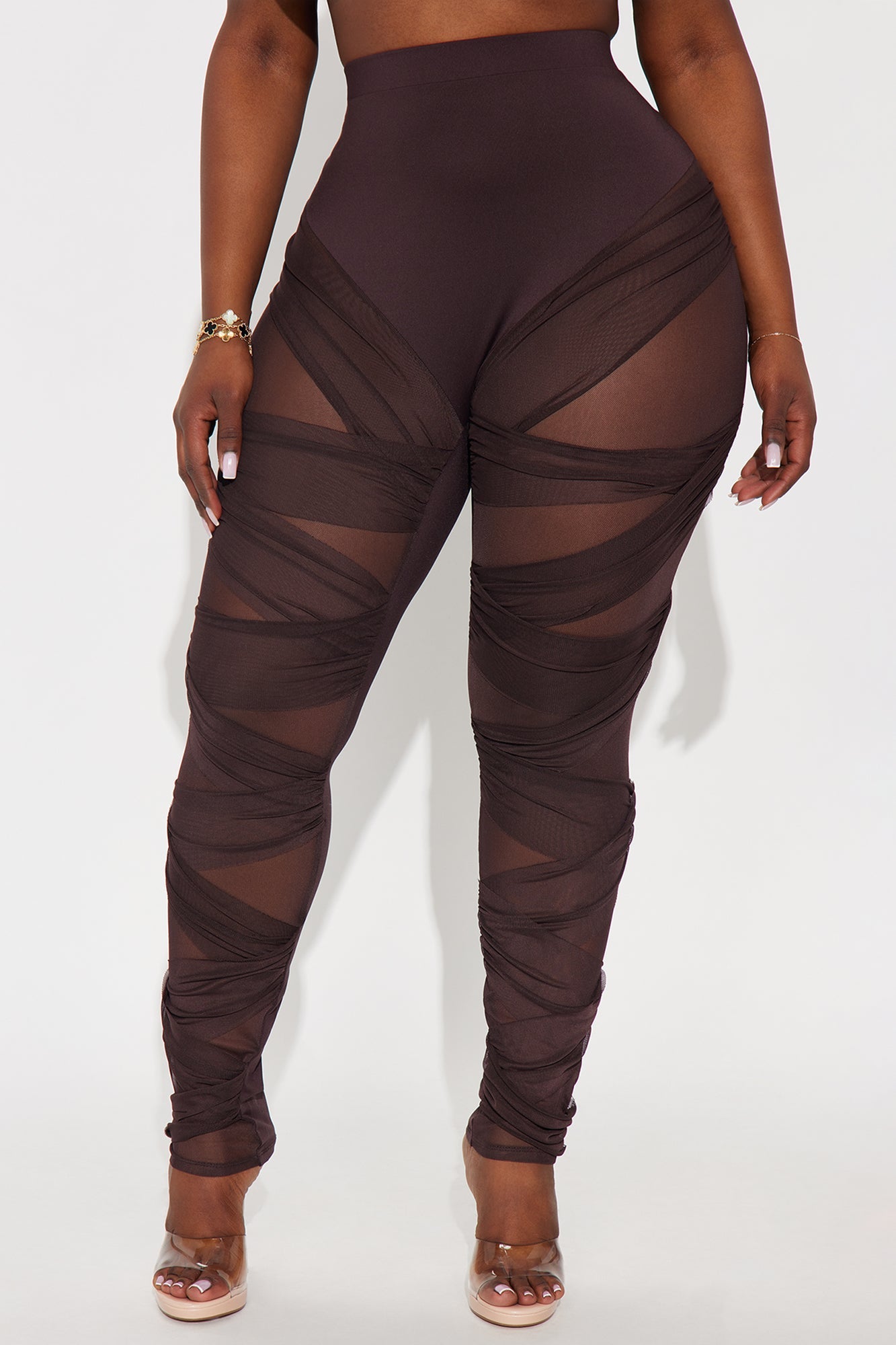 Heartbreaker Moves Mesh Cut Out Legging - Chocolate