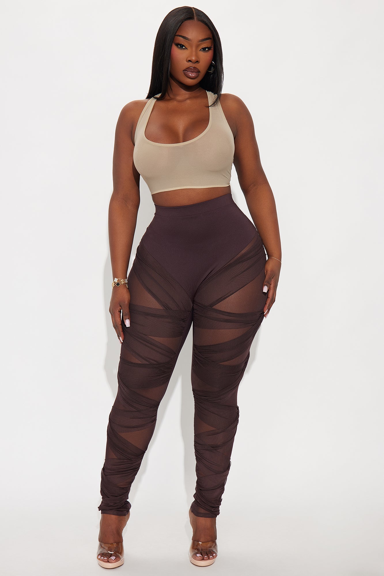 Heartbreaker Moves Mesh Cut Out Legging - Chocolate