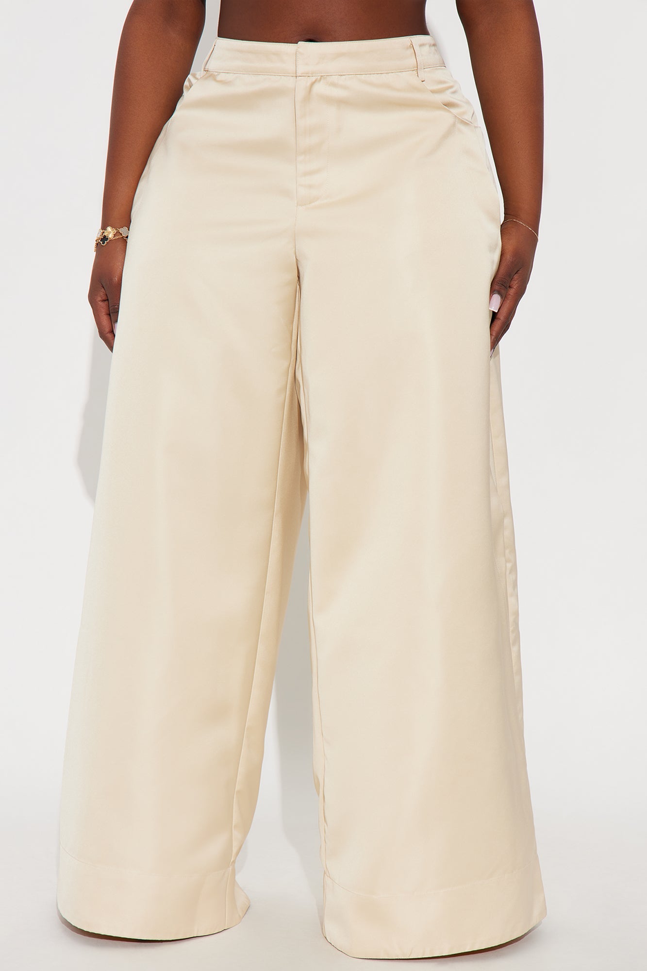 Satin Seduction Low Rise Wide Leg Pant 33 - Ivory