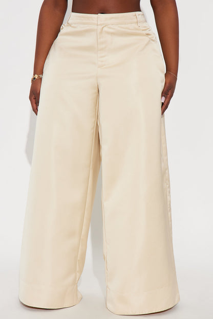 Satin Seduction Low Rise Wide Leg Pant 33 - Ivory