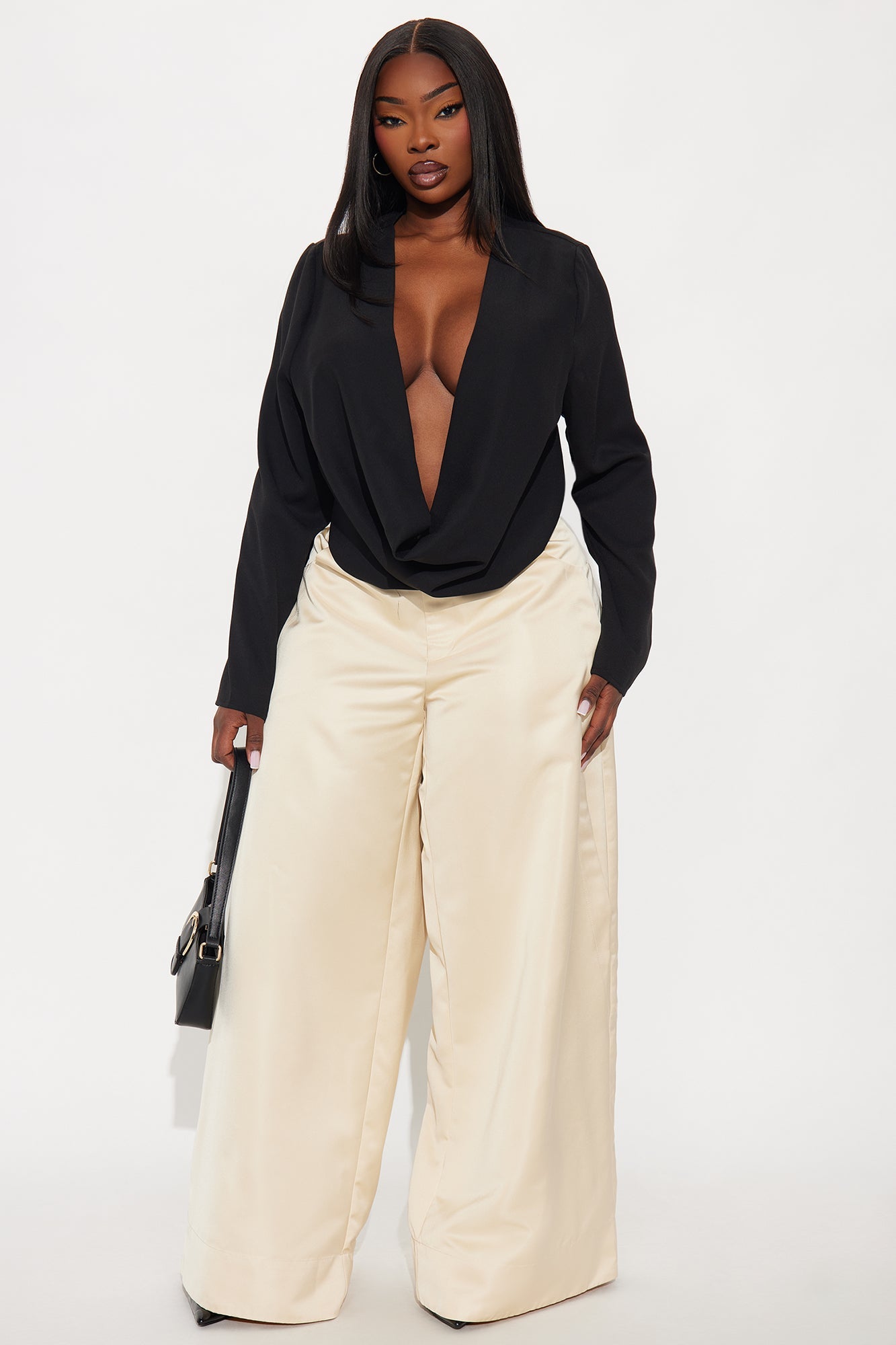 Satin Seduction Low Rise Wide Leg Pant 33 - Ivory
