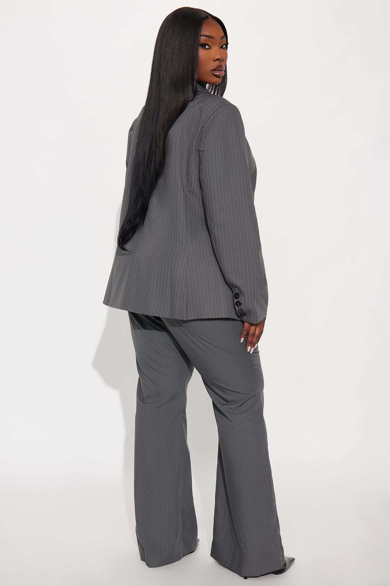 Elegant Vibes Pinstripe 2 Piece Jumpsuit - Grey