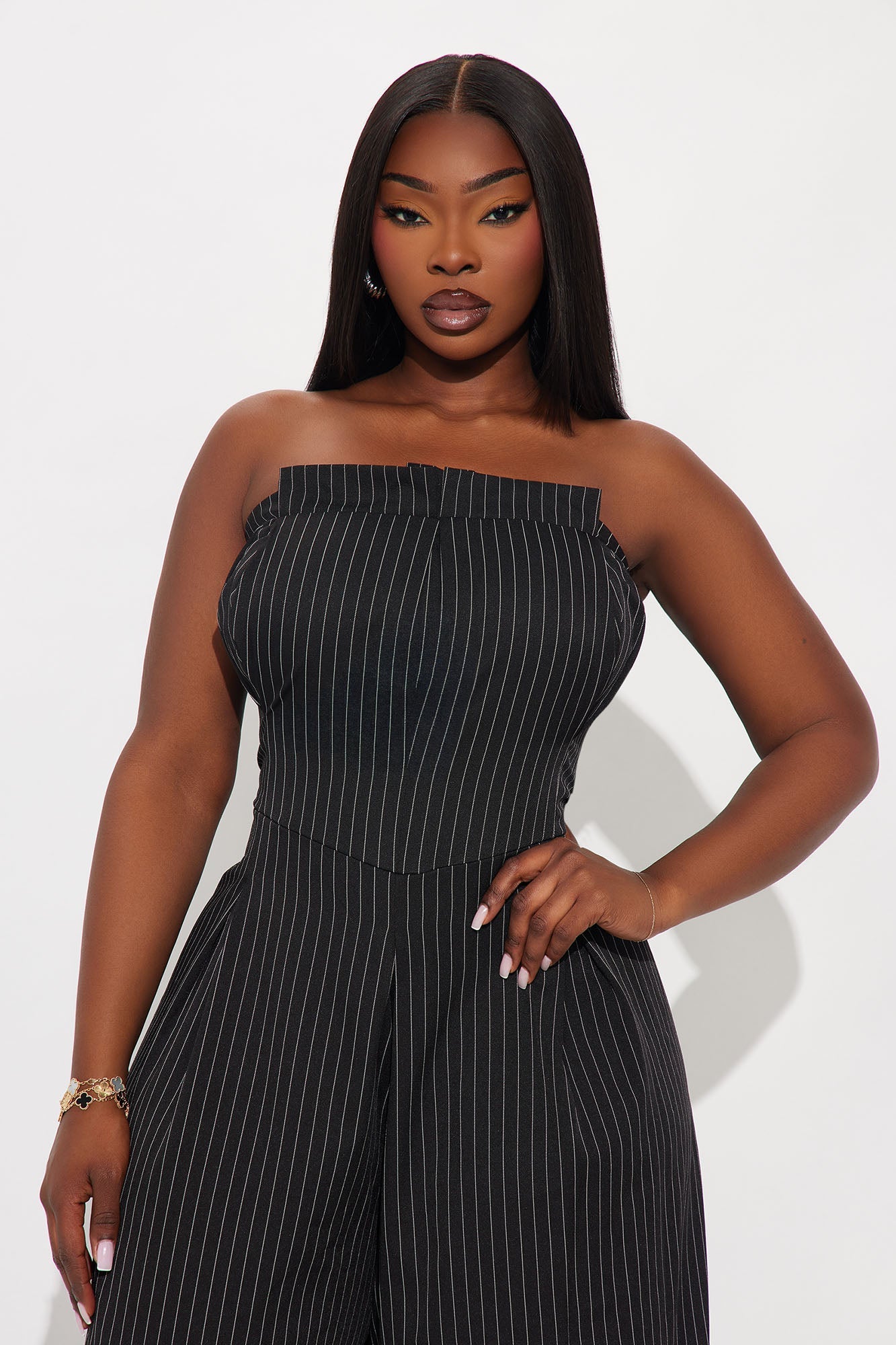 Laurel Pinstripe 2 Piece Jumpsuit - Black/White
