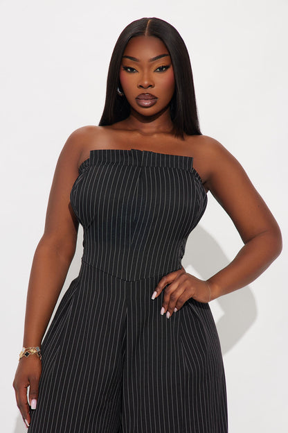Laurel Pinstripe 2 Piece Jumpsuit - Black/White