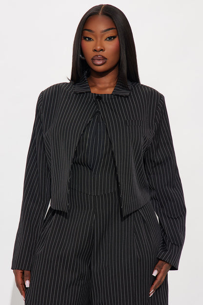 Laurel Pinstripe 2 Piece Jumpsuit - Black/White