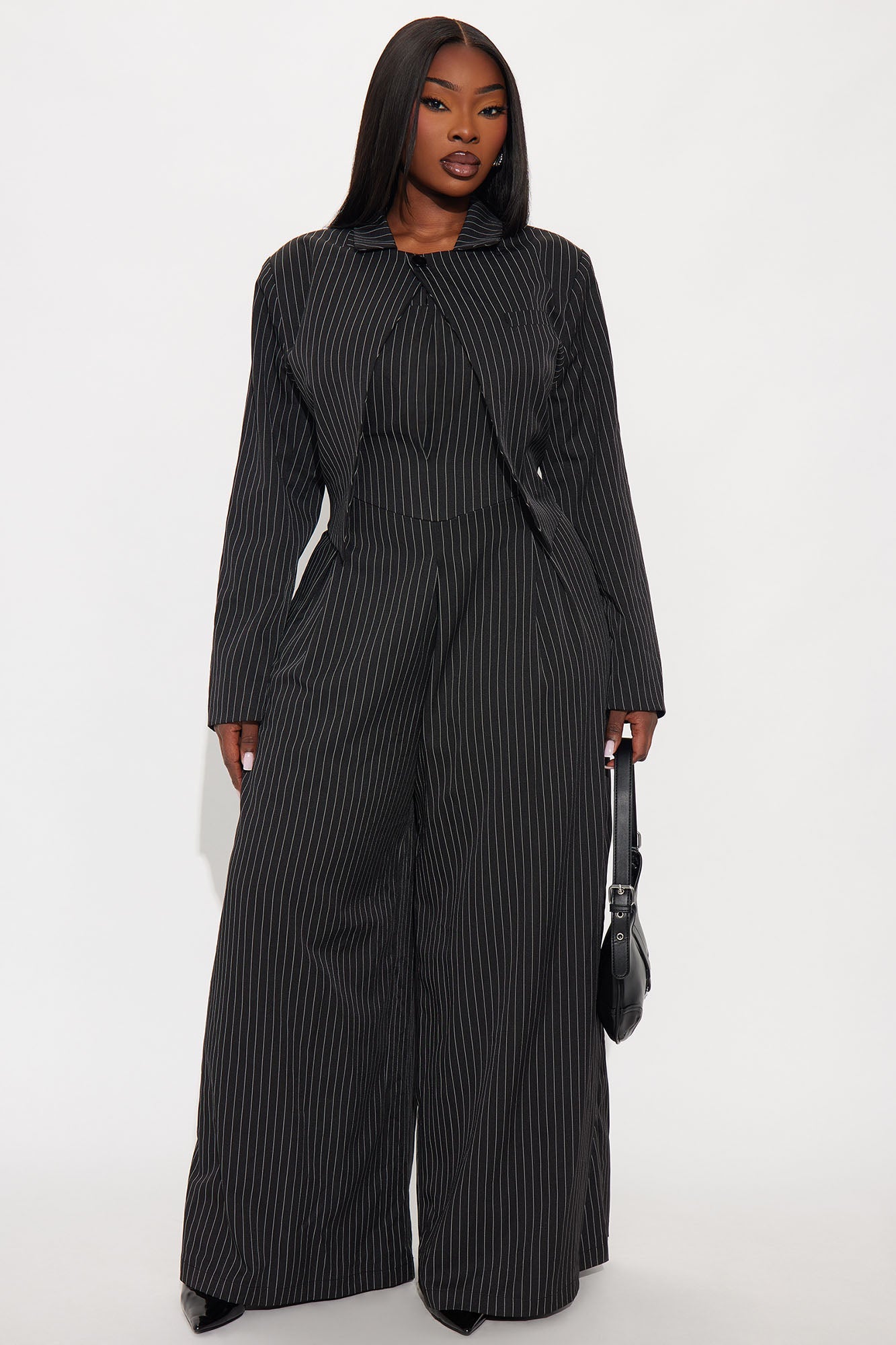 Laurel Pinstripe 2 Piece Jumpsuit - Black/White