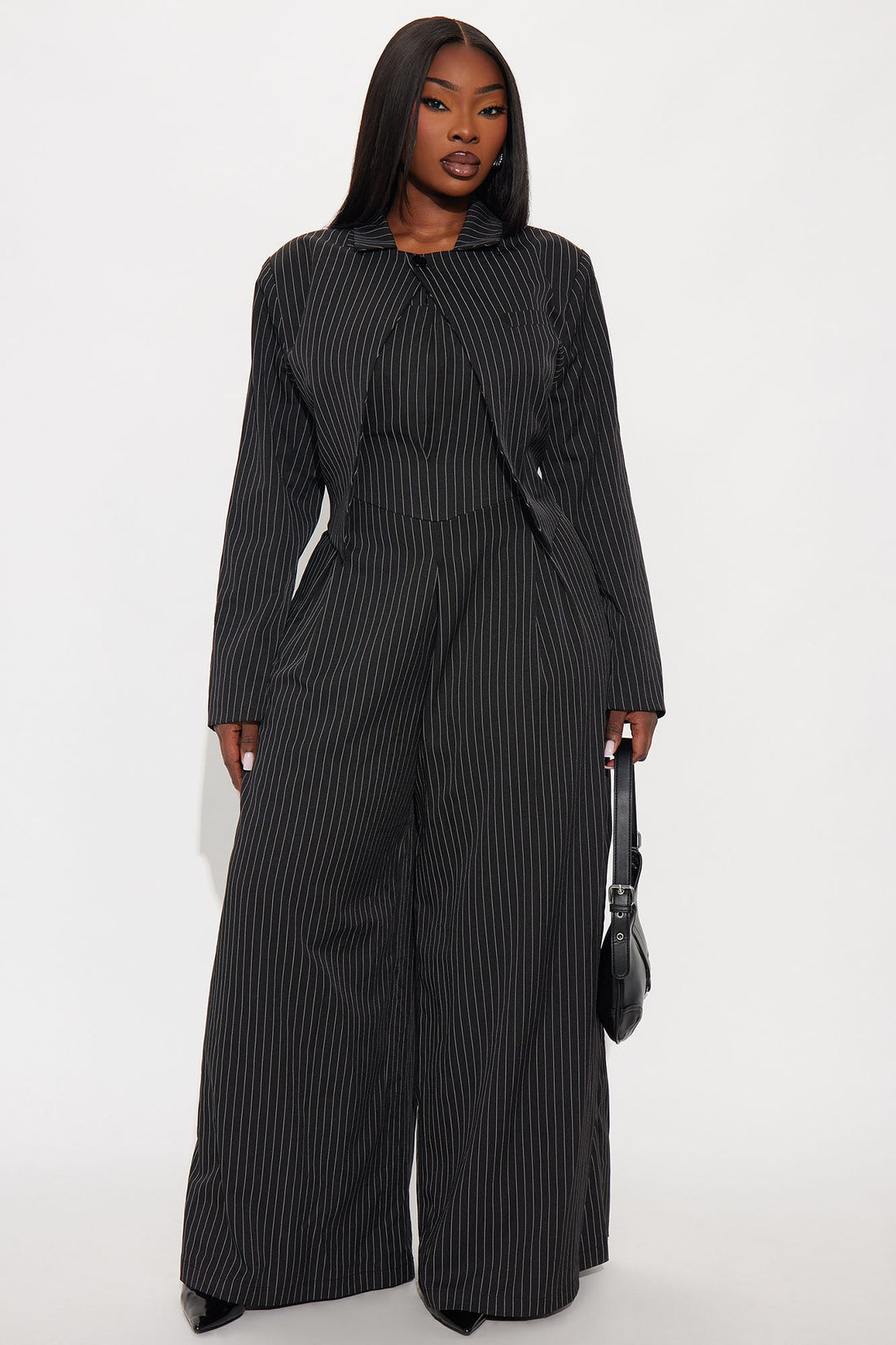 Laurel Pinstripe 2 Piece Jumpsuit - Black/White
