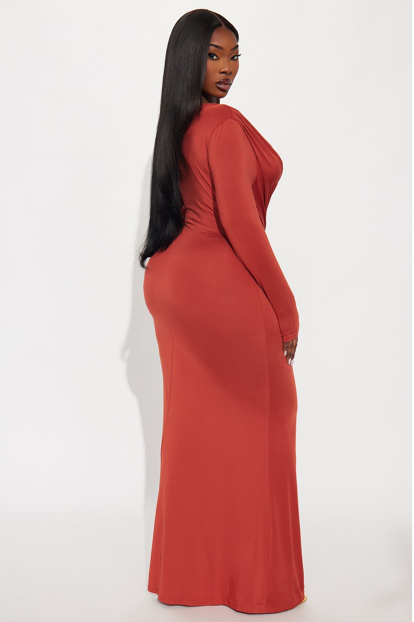 Major Obsession Draped Maxi Dress - Rust