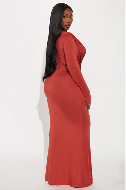 Major Obsession Draped Maxi Dress - Rust