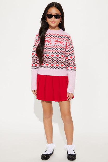 Mini Cotton Candy Fair Isle Sweater - Pink/combo