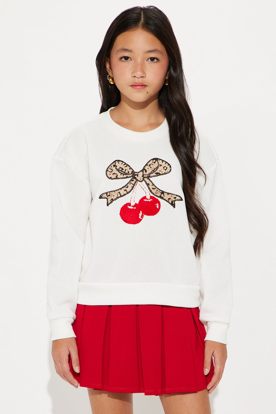 Mini Very Cherry Crew Neck Sweatshirt - Ivory